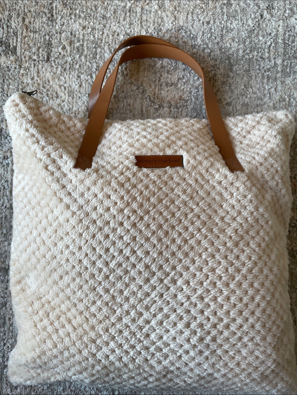 Simply Southern 2-in-1 Blanket Tote Bag Sherpa Fleece Cream Color